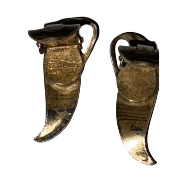 Aksel Holmsen Norway Vintage Red Guilloche Enamel Sterling Silver Vtg Earrings - Picture 9 of 10